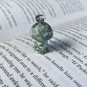 Vintage Green Stone Mushroom Pendant